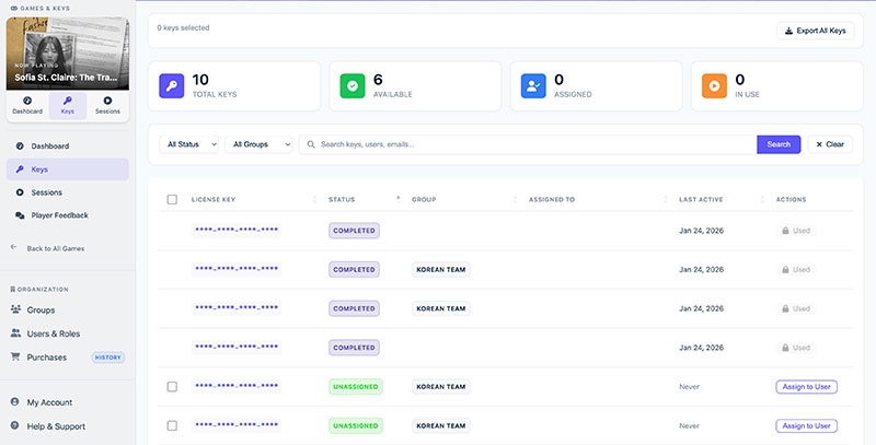 License Status Legend